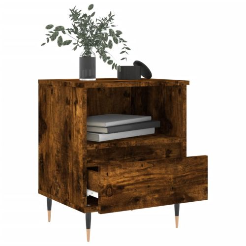 Нощно шкафче опушен дъб 40x35x50 см инженерно дърво