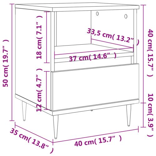Нощно шкафче опушен дъб 40x35x50 см инженерно дърво