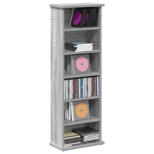 Кабинет за CD Сив Сонома 60 x 17 x 92 см Инженерна дървесина