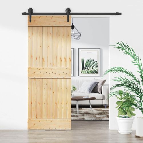 Преплъзваща се врата 80 x 210 cm Естествено и черно