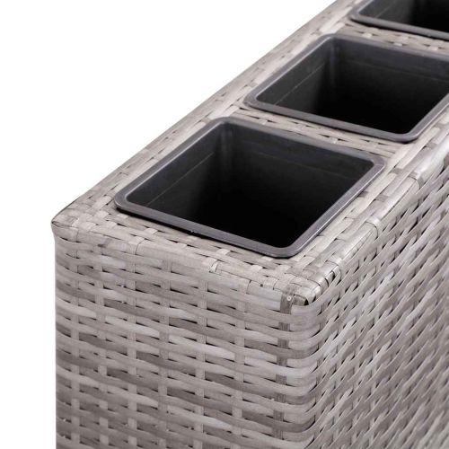 Градинска висока леха с 4 саксии 80x22x79 см полиратан сива
