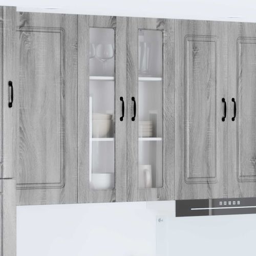 Стенен стъклен шкаф PORTO Сив Сонома 60 x 31 x 100 см