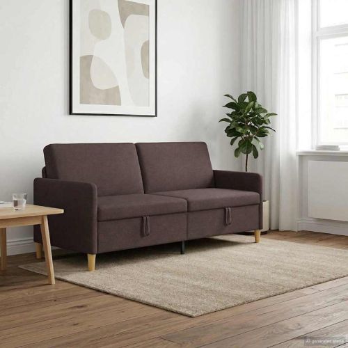 Диван с storage Тъмен кафяв 192 x 78 x 87 см Полиестер