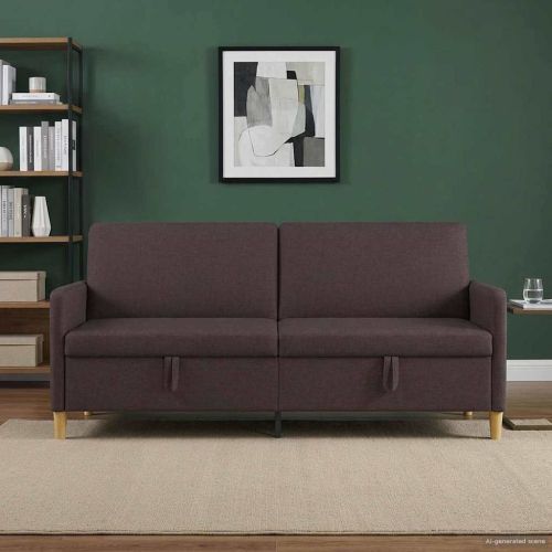 Диван с storage Тъмен кафяв 192 x 78 x 87 см Полиестер