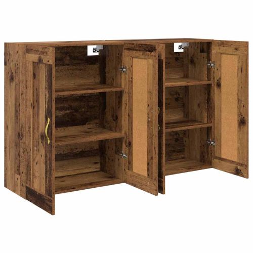 Стенно монтиран шкаф 2 бр. Старо дърво 69,5 x 34 x 90 см