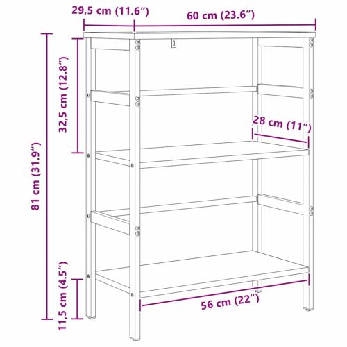 Рафт за книги 2 нива 60 х 29,5 х 81 см Инженерна дървесина