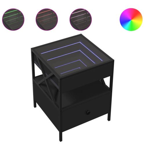Нощна масичка с Infinity LED черна 40x40x51 см