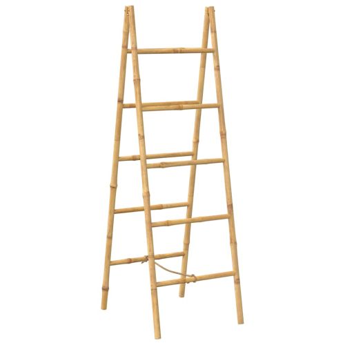 Двойна стълба за кърпи, с 5 бабукови стъпълца, 50x160 cм
