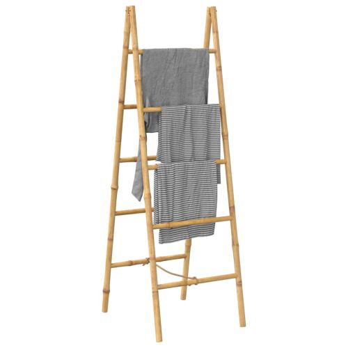 Двойна стълба за кърпи, с 5 бабукови стъпълца, 50x160 cм