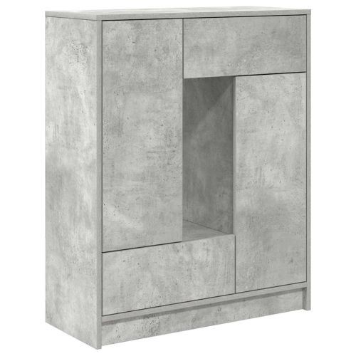 Бюфет с чекмеджета и вратички, бетонно сив, 73x31x90 см