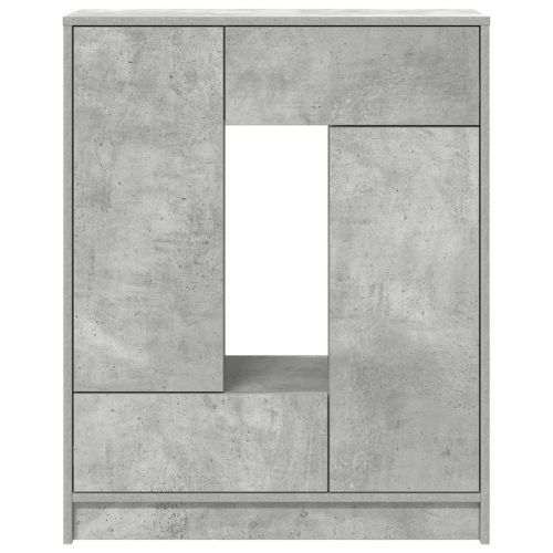 Бюфет с чекмеджета и вратички, бетонно сив, 73x31x90 см