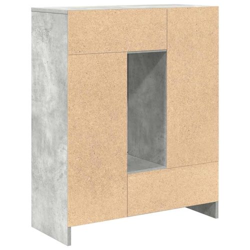 Бюфет с чекмеджета и вратички, бетонно сив, 73x31x90 см