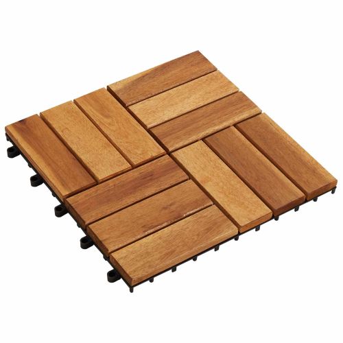 Плочка за decking 10 бр. Кафяво 30 x 30 cm Дърво от Акация