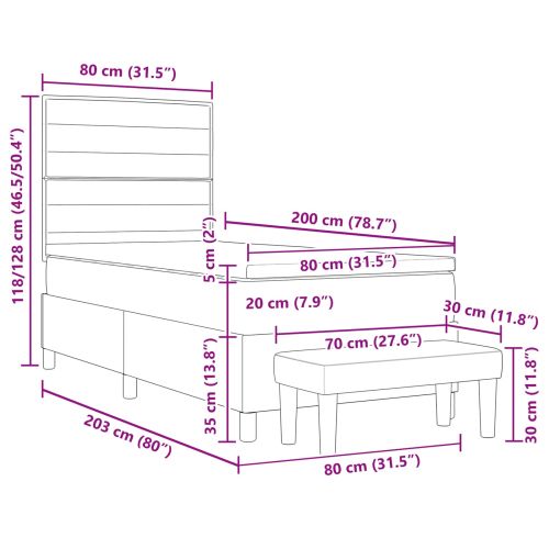 Легло с пружинирана основа с таблото Черно 80 x 200 cm текстил
