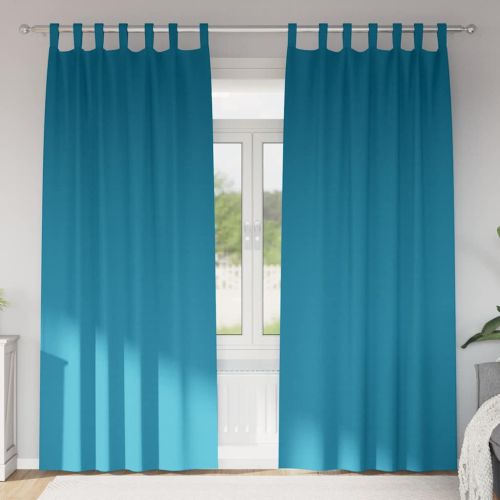 Завеси за затъмняване с пръстени 2 бр. Тюркоаз 245 x 140 см