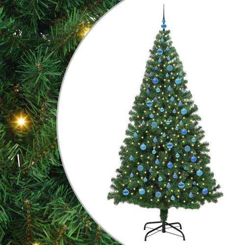 С изкуствено коледно дърво с 300 LED светодиода Зелен 240 cm