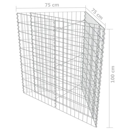 Габион повдигната леха, поцинкована стомана, 75x75x100 cм