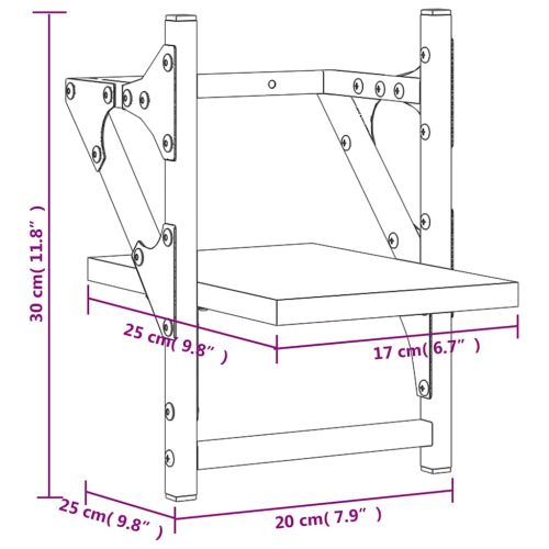 Стенни рафтове с пръти 2 бр черни 20x25x30 см