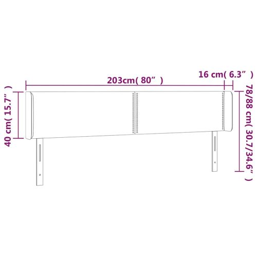 LED горна табла за легло, тъмнозелена, 203x16x78/88 см, кадифе