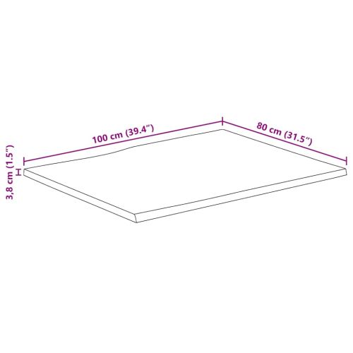 Плот за маса с директен ръб, 100x80x3,8 см, масивна дървесина, необработено манго