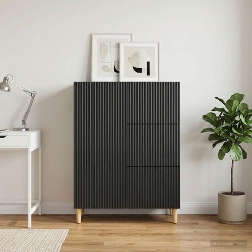 Служебен шкаф Черно 66 x 34,5 x 90 см Инженерна дървесина