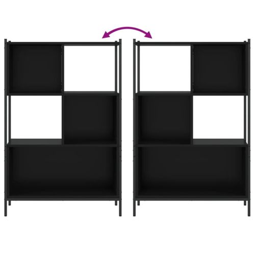 Библиотека черна 72x28x109 см инженерно дърво