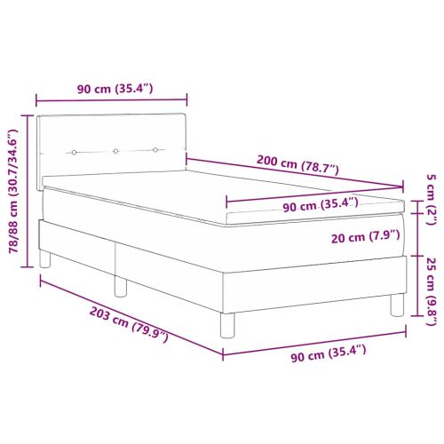 Легло с пружинирана основа с таблото Черен 90 x 200 cm текстил