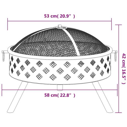 Преносимо огнище с ръжен, 58 см, XXL, стомана
