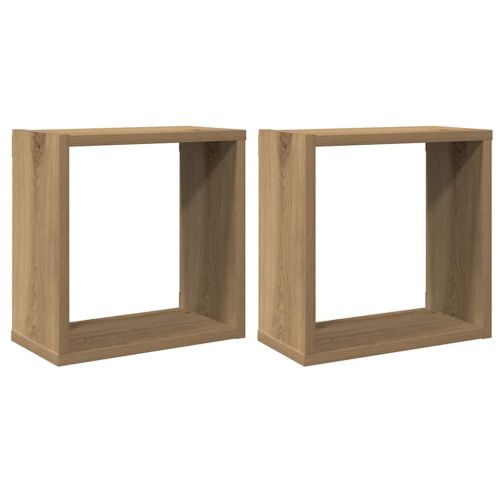 Стенни кубични рафтове, 2 бр, дъб артизан, 30x15x30 см