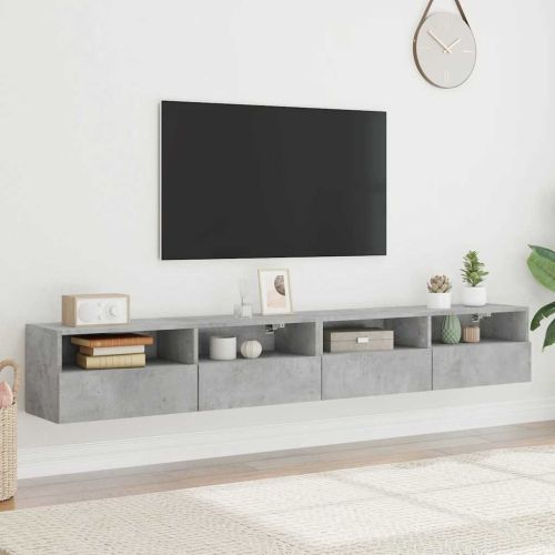 Стенни ТВ шкафове 2 бр бетонно сив 100x30x30 см инженерно дърво