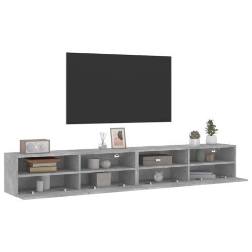 Стенни ТВ шкафове 2 бр бетонно сив 100x30x30 см инженерно дърво
