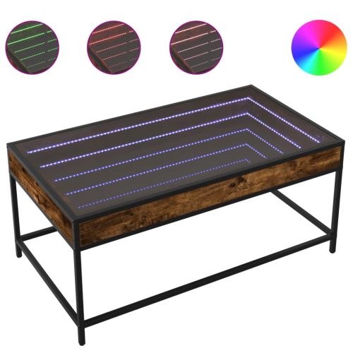 Маса за кафе с Infinity LED, опушен дъб, 90x50x41 см