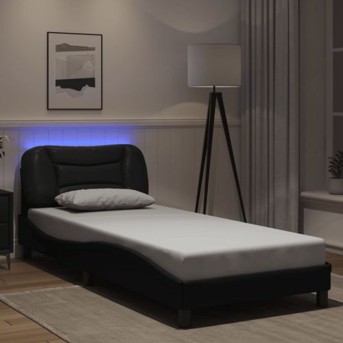 Рамка за легло с LED без матрак Hvar черна 90x200 см