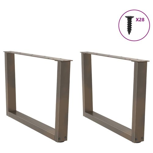 Крака за масичка за кафе, V-образни, 2 бр., естествена стомана, 70 x (42-43,3) см, стомана