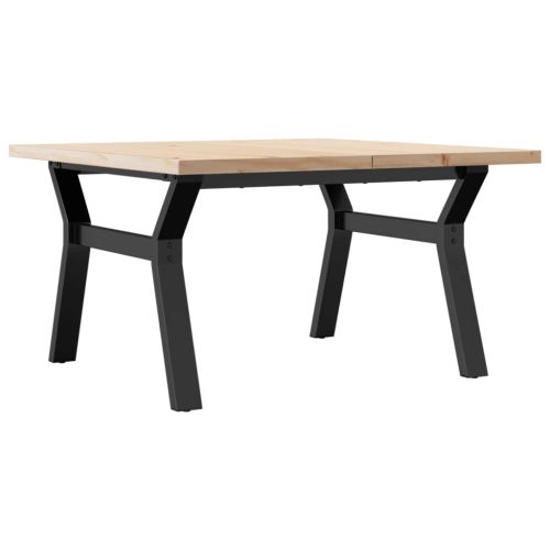 Кафе маса Y-образна рамка 80x80x45,5 см бор масив и стомана