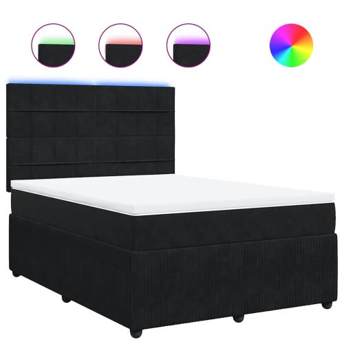 Боксспринг легло с матрак, черно, 160x200 см, кадифе