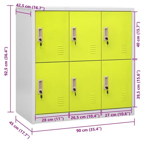 Заключващ се шкаф, светлосиво и зелено, 90x45x92,5 см, стомана
