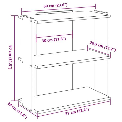 Библиотека 3 рафта дъб артизан 60x30x80 см инженерно дърво