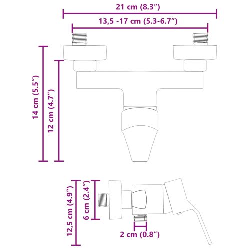 Смесител за душ Черен G 1 / 2 инча Месинг