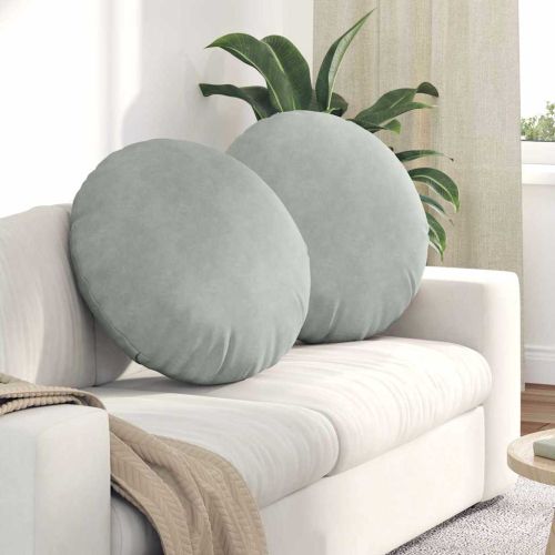 Възглавници за седалки 2 pcs Светлосиво Ø 40 x 13 см Кадифе