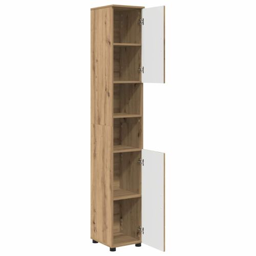 Шкаф за баня Дъб 30 x 35 x 192 см Инженерно дърво & Метал