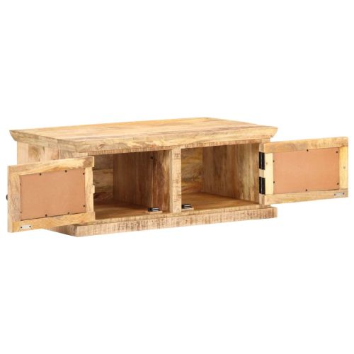 Кафе маса 90x50x35 cм мангово дърво масив и естествена тръстика