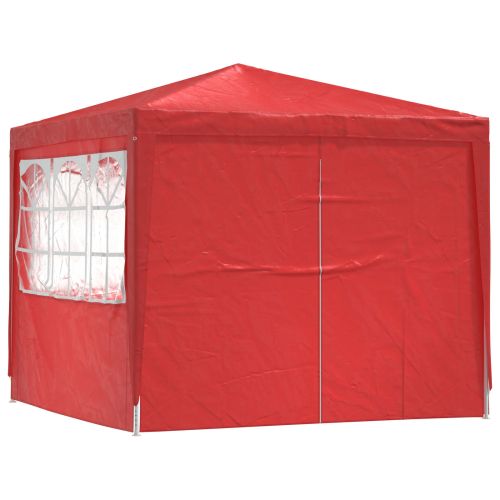 Парти шатър 250 x 250 x 240 см Червено Полиетилен и стомана