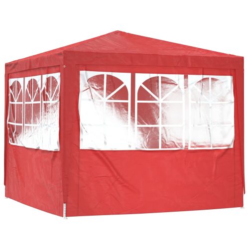 Парти шатър 250 x 250 x 240 см Червено Полиетилен и стомана