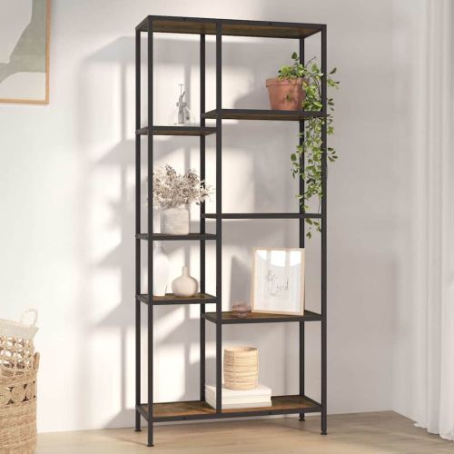 Етажерка за книги 80x30x180 см стомана и инженерно дърво