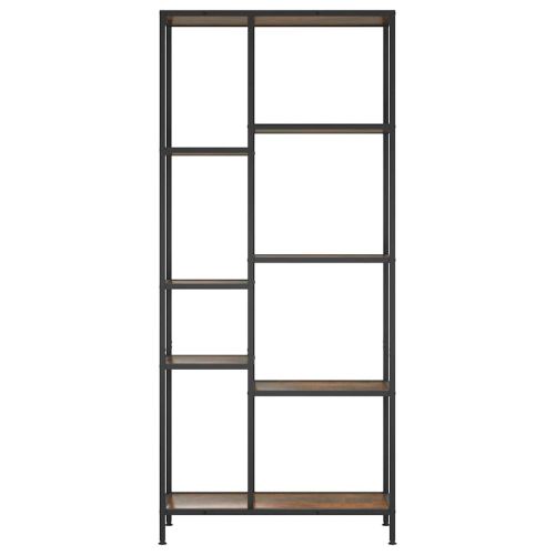 Етажерка за книги 80x30x180 см стомана и инженерно дърво