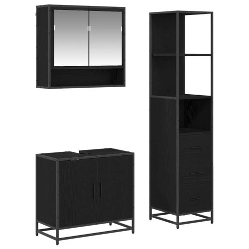 Комплект мебели за баня 3 бр. Черния дъб 35 x 37,5 x 166 см