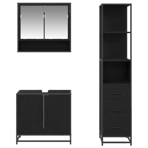Комплект мебели за баня 3 бр. Черния дъб 35 x 37,5 x 166 см
