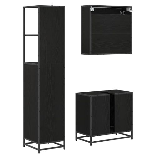 Комплект мебели за баня 3 бр. Черния дъб 35 x 37,5 x 166 см