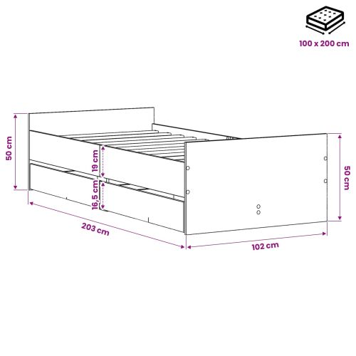 Рамка за легло Старо дърво 100 x 200 cm Инженерна дървесина